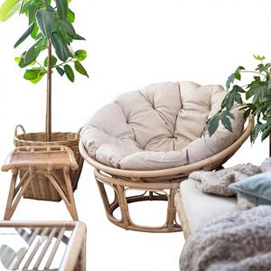 Modern <b>Round</b> Lounge <b>Chairs</b> Made of Rattan Eco-Friendly Design Waterproof Cushions Natural Finish for Living Room Outdoor Use - Product Image 1