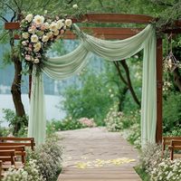 2 Panneaux de Tissu de Drapage pour Arche de Mariage Chinoise, Rideau de Fond Transparent Vert Sauge 28" x 19ft, Décorations pour Cérémonie et Douche Nuptiale