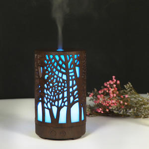 Diffuseur d'arômes en bois grainé, humidificateur 100 ml, lumière LED, type brume, pour la maison et le bureau - Product Image 2