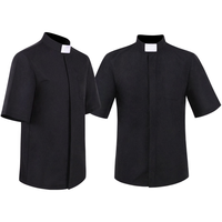Chemise de prêtre à manches longues décontractée pour homme, noire, à col montant, pour prêtres, taille XL, pour les prédicateurs, l'église catholique