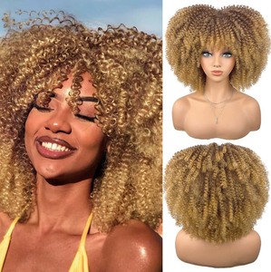 Perruque courte bouclée <span class=keywords><strong>afro</strong></span>, fibre haute température transparente, sans colle, ligne de cheveux naturelle, bonnet réglable, hip-hop <span class=keywords><strong>disco</strong></span> - Product Image 4