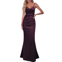 Nouvelles robes européennes et américaines, couleur unie, coupe ajustée, bretelles, combinaison longue, jupe longue, vêtements pour femmes
