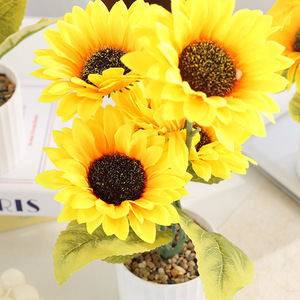 Tournesols en pot en pierre artificielle pour la décoration intérieure, présentation sur table, accessoires de photographie florale - Product Image 2