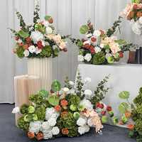 Centerpiece Meja Sutra Hijau Oranye Buatan yang Dapat Disesuaikan untuk Dekorasi Acara Pernikahan, Hari Ibu, Tempat Pesta, Perencanaan Pesta