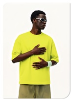 T-shirt Homme de Luxe de Haute Qualité en Coton Lourd 100% – Col Montant Uni, Coupe Oversize et Ample