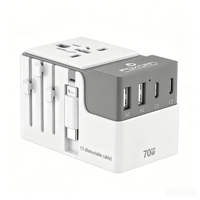 Adaptateur de prise universelle Foxcan OEM 70W GaN, chargeur de voyage universel le plus récent, compatibilité PD pour ordinateur portable, appareil photo, écouteurs