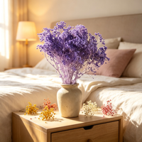 Buket Bunga Gypsophila Baby's Breath Ungu Abadi untuk Dekorasi Vas Pernikahan, Rumah, dan Centerpiece Meja