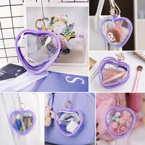 Bolsa <span class=keywords><strong>de</strong></span> cosméticos portátil reutilizable transparente <span class=keywords><strong>de</strong></span> PVC <span class=keywords><strong>en</strong></span> forma <span class=keywords><strong>de</strong></span> corazón grande personalizada con cremallera y anillo <span class=keywords><strong>de</strong></span> metal para <span class=keywords><strong>viajes</strong></span> o embalaje <span class=keywords><strong>de</strong></span> regalo - Product Image 6