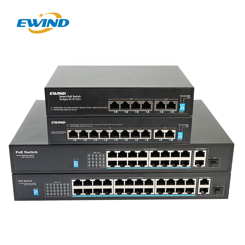 Коммутатор PoE для IP-камеры, индивидуальный, 4 8 16 24 порта, 100 м, заводской OEM