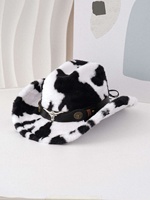 Chapeaux de cowboy imprimés vache noir et blanc en gros avec ceinture Longhorn pour fêtes western et rodeo