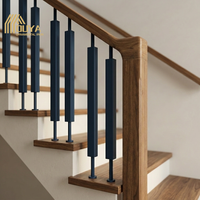 Balustre d'escalier intérieur OUYA en métal rond de 5/8 po, noir thermolaqué, design moderne à fixation au sol