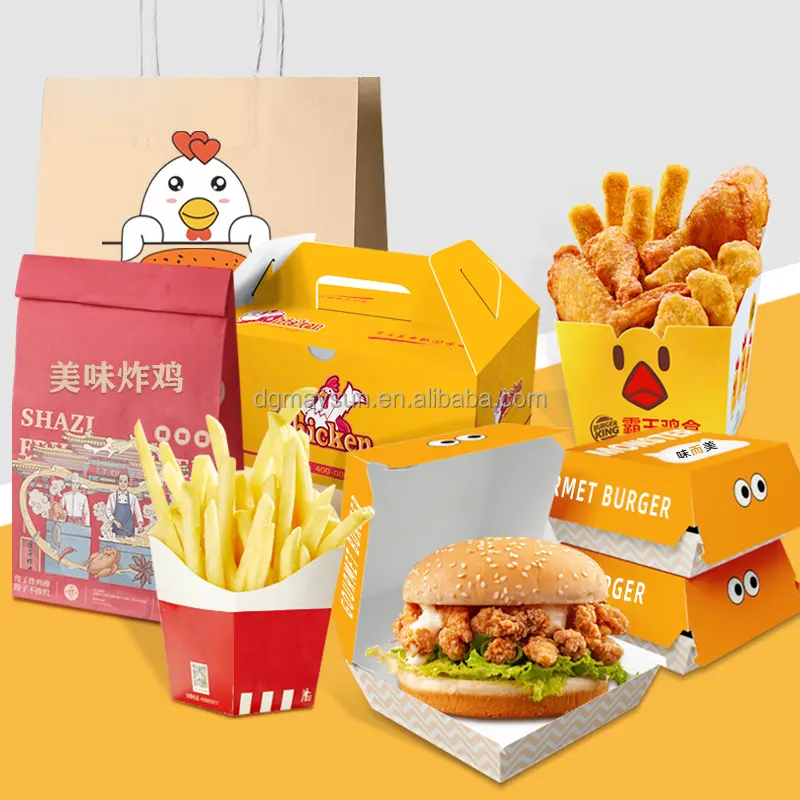 Özel Logo sandviç patlamış mısır sıcak köpek kağıt torba kızarmış tavuk yemek kabı baskı Fast Food markalı ambalaj
