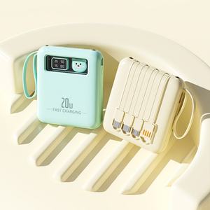 Nouvelle conception de batterie externe 5W 10000mAh 20000mAh avec 4 câbles intégrés, petite batterie externe portable de voyage avec écran - Product Image 4