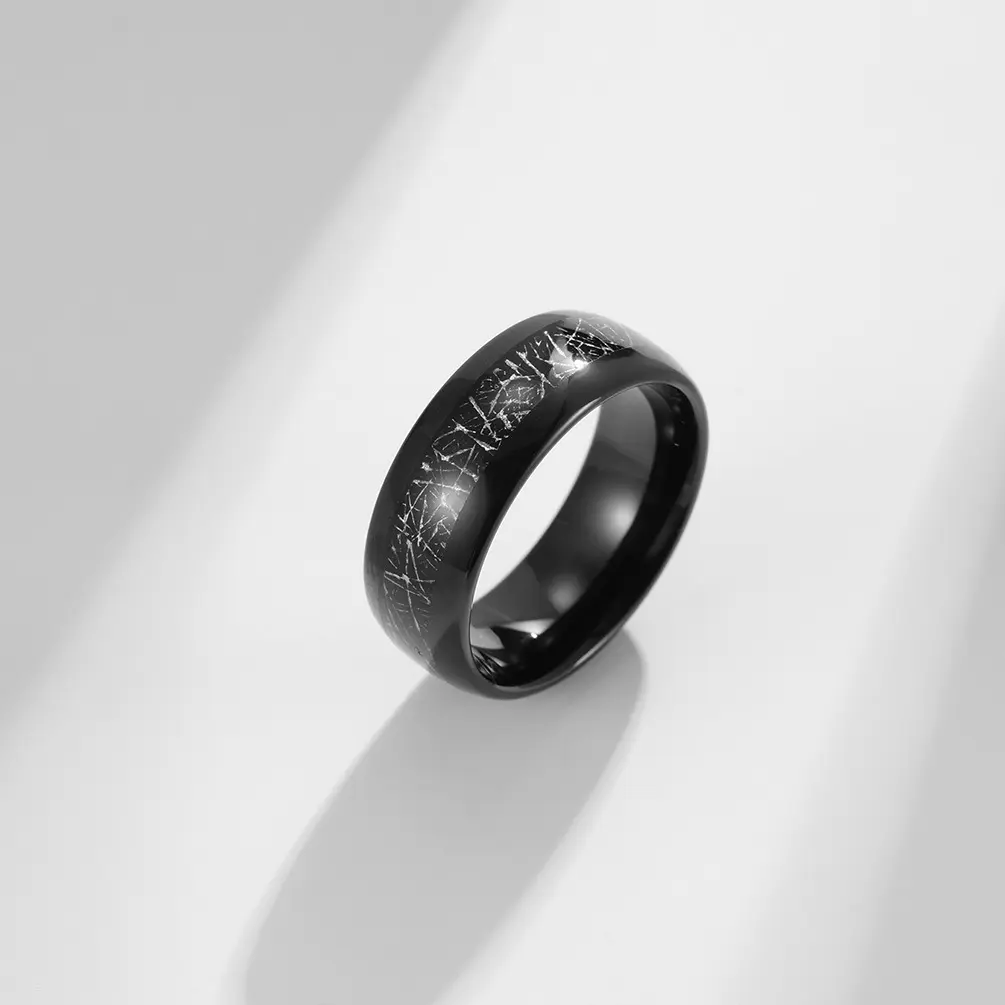 Anello di fidanzamento di nozze per coppie di anelli di seta nera intarsiato in acciaio al tungsteno da 468 Mm per uomini e donne