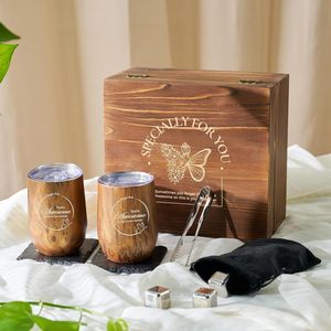 Set Regalo Whisky Personalizzato con Scatola in Legno Incisa, Cubetti di Ghiaccio in Acciaio, Bicchiere, Sottobicchiere in Ardesia, Kit da Bar, Regalo <span class=keywords><strong>per</strong></span> Uomo - Product Image 6