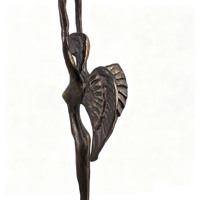 Statuette d'ange ailé abstrait en fonte avec couronne, décoration artisanale en métal pour table, cadeau, articles de décoration intérieure