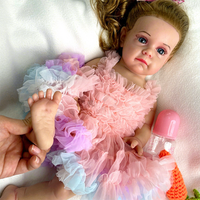 Poupées Reborn en Silicone Plein Corps Réalistes de 20 Pouces, Adorables Bébés Reborn Filles Douces et Lestées avec Cheveux Longs Implantés, Idéales pour Cadeau et Collectionneurs