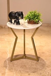 Prix de gros Table d'appoint canapé en métal avec dessus en marbre Table basse de haute qualité pour accessoires de meubles de salon - Product Image 2