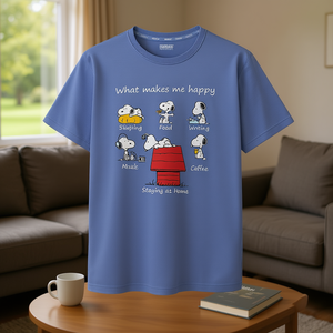 <strong>Snoopy</strong> Happy <strong>Snoopy</strong> <strong>T</strong>-<strong>Shirt</strong> Blue Short Sleeve Unisex Adult Size M Staying At Home Design - Product Image 2