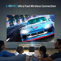 F600 proyektor Game, proyektor Video rumah pintar Android 12 1280*720P 2.4G + 5G koreksi Keystone otomatis