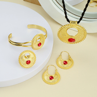FS Érythrée Habesha Charme Africain Géométrique Style Ethnique Couleur Or Ensemble de Bijoux pour Femmes