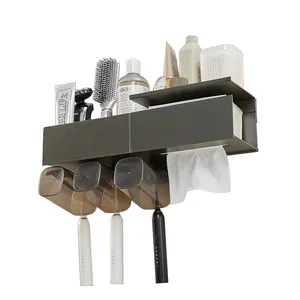 Aluminum Toothpaste Razor Holder Organizer Wall Mounted Bathroom multifunctional storage rack toothbrush holder