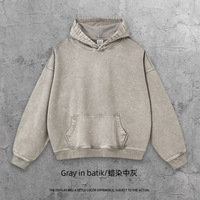 Sweat à capuche 500G teint à la cire, délavé à l'acide, coupe oversize, poche kangourou, épaules tombantes, logo personnalisé, unisexe, streetwear, OEM, vente en gros