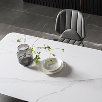 Table à manger créative et originale en acier inoxydable, style moderne et minimaliste, combinaison table et chaises en marbre pour maison d'hôtes