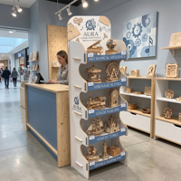 Présentoir en bois 3D personnalisé pour puzzles - Présentoir sur pied à 5 niveaux en contreplaqué pour modèles, idéal pour les magasins de jouets et de cadeaux