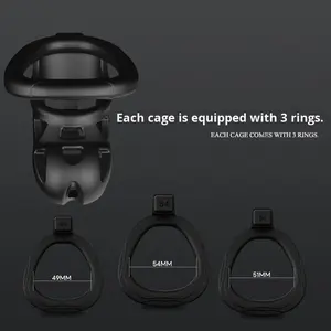 Jouets sexuels en silicone pour hommes Jiuai Ningbo, dispositif de chasteté, anneau de chasteté, cage à oiseaux, masturbation, CB - Product Image 3