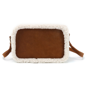 Winter Faux Suede Shearling Trim Camera Crossbody Bag Women's Fashion Outdoor <b>Handbag</b> - Product Image 1