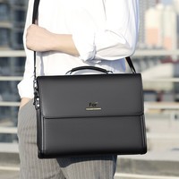 Maletín para hombre, bolso de hombro para negocios, estilo horizontal de PU, resistente al desgaste, para reuniones, viajes, trabajo, con múltiples compartimentos, de alta capacidad