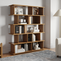 Étagère ouverte en noyer noir de style Wabi Sabi moderne du milieu du siècle, unité de rangement multi-compartiments pour la maison et le bureau