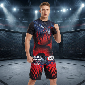 ชุดแรชการ์ด AERO MMA สีแดงดำ ลายซับลิเมชั่น โพลีเอสเตอร์/คอตตอน แบบไม่มีแขน สำหรับยิวยิตสู คาราเต้ ยูโด - Product Image 5