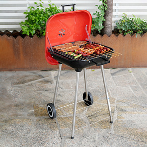 Portable Outdoor Charcoal BBQ Grill 18 Inch Hamburger Grill With Wheels And Storage Rack For Backyard Camping - Product Image 2