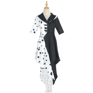 Animación Cos <span class=keywords><strong>Cruella</strong></span> disfraz para niñas Evil Queen Cosplay disfraz niño fantasía Halloween ropa peluca fiesta <span class=keywords><strong>vestido</strong></span> de lujo - Product Image 6
