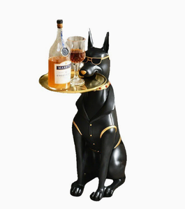 Bandeja Grande Creativa para Perro <span class=keywords><strong>Doberman</strong></span>, Estatua Pintada Artesanal de Resina, Estatuilla para Sala de Estar, Decoración del Hogar, Música de Anime, Globo de Nieve - Product Image 5