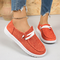 Chaussures décontractées en toile pour femmes, mocassins à enfiler, semelle plate, décor en dentelle, chaussures de marche confortables, multicolores