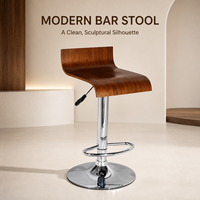 Tabouret de bar pivotant et réglable en hauteur en bois courbé pour cuisine, café et îlot de bar – Mobilier de bar personnalisé