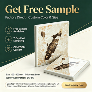 Piastrella Moderna con Stampa a Foglia ACCENTS 100x100mm, Piastrella da Parete in Ceramica Stampata a Mano con Motivo Botanico Scuro per Paraschizzi <span class=keywords><strong>Cucina</strong></span> - Product Image 3