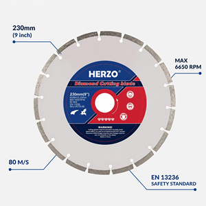Lame de scie diamantée HERZO de haute qualité 230 mm/9 pouces, segment, OEM pris en charge pour <span class=keywords><strong>la</strong></span> coupe du bois et de <span class=keywords><strong>la</strong></span> pierre, compatible avec les meuleuses d'angle - Product Image 2