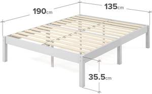 Estructura <span class=keywords><strong>de</strong></span> cama Base <span class=keywords><strong>de</strong></span> listones <span class=keywords><strong>de</strong></span> madera ligera moderna 35,5 cm Espacio libre debajo <span class=keywords><strong>de</strong></span> la cama Diseño ecológico en blanco 135X190 cm - Product Image 2