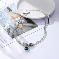 Zircone Double Couche Collier Automne Hiver Pull Chaîne En Acier Inoxydable Argent Clavicule Chaîne