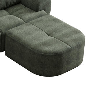 Sofá seccional modular de 3 plazas en tela chenilla verde oliva, sofá en forma de L con chaise longue curvada para sala de estar - Product Image 4