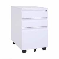 Armoire de classement mobile industrielle en métal blanc à 3 tiroirs avec serrure à clé et roulettes de rangement sous le bureau pour le bureau