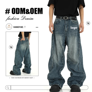 <span class=keywords><strong>Jeans</strong></span> Larghi da Uomo di Alta Qualità, Nuovi Pantaloni Casual Retrò con Ricamo Personalizzato, <span class=keywords><strong>Jeans</strong></span> Baggy a Gamba Larga - Product Image 1