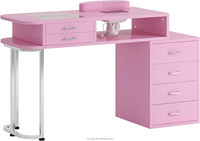 Mesa de Manicura de Gran Venta en Rosa para Salón de Belleza Estación de Spa con Cajones Escritorio para Tienda de Uñas Tocador