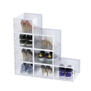 Organisateur de chaussures, rangement de chaussures empilable en plastique transparent, boîte à chaussures multifonctionnelle, boîtes de rangement de chaussures universelles pour hommes et femmes