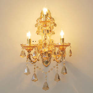 European Design classic <b>gold</b> wall mounted light living room luxurious crystal wall lamps - Product Image 1
