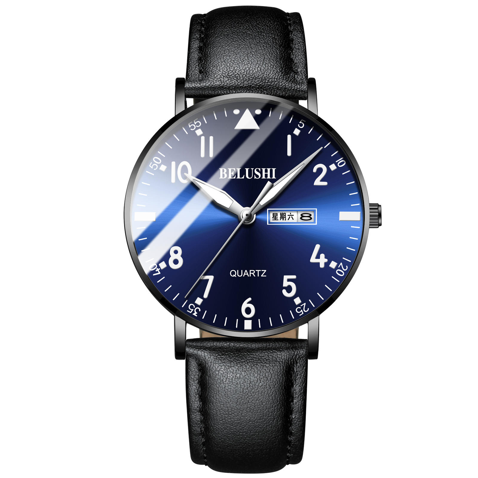 B- 554เข็มขัดพื้นผิวเปลือกสีฟ้าสีดำ